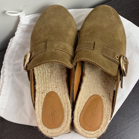 See by Chloé Vivienne Clog Mule in Khaki Suede EU 38 - Picture 8 of 10